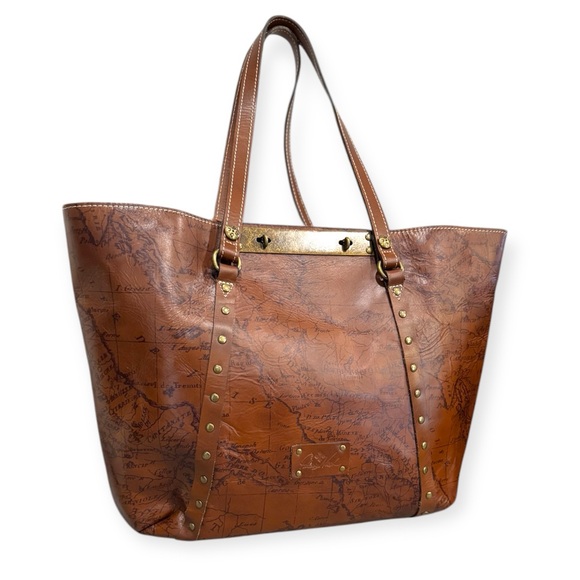 Patricia Nash Benvenuto Large Leather Tote Signature Map Print - Picture 2 of 10